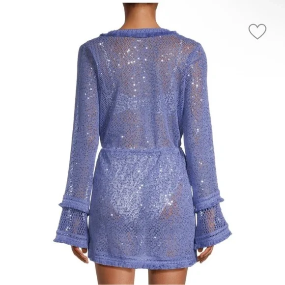 NEW Ramy Brook Cecelia Embellished Mesh Swim Beach Cover Up Dress Size M/L $295 - Picture 3 of 9